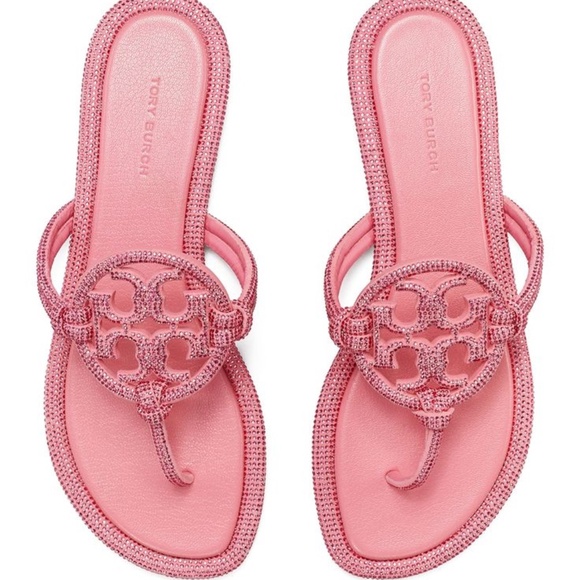 NIB Tory Burch soft pave miller Knotted sandal PINK LOVE -7 6.5 9.5 8 10 11